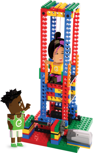 Kids build motorized elevator models in class