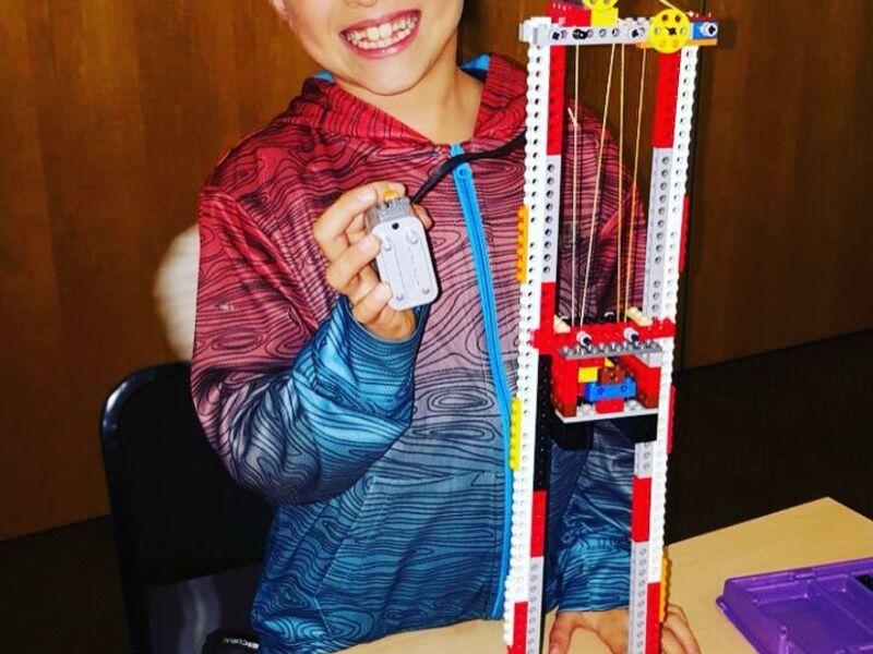 Student proud of Galileo Technic build